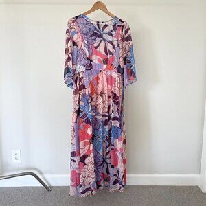 Molly Bracken Pink & Purple Sheer Floral Maxi Dress